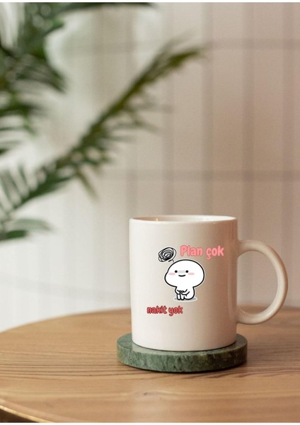 Quby Desen Baskılı Plan Çok Nakit Yok Yazılı Kişiye Özel Isim Yazılı Seramik Kupa Bardak