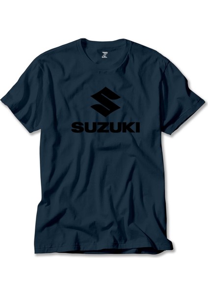 Suzuki Logo Text Black Lacivert Tişört