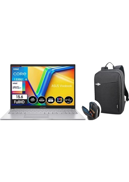 X1504VA-NJ104P20 Intel I5-1335U 8gb 512GB SSD 15.6" Windows 11 Pro Notebook + Lenovo B210 15.6" Siyah Çanta