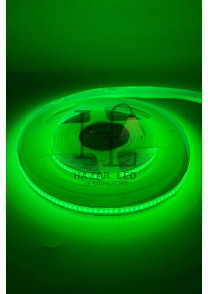 12V 8mm 320 Ledli Esnek Cob Şerit LED Yeşil IP20 5 Metre