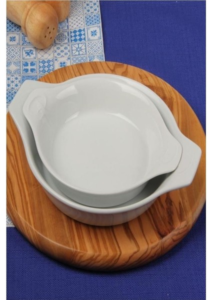 Porselen Beyaz Sahan Seti Ikili 21CM - 17CM