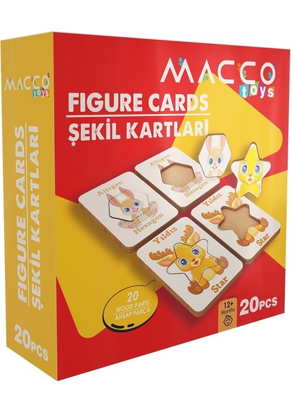 Ahşap Eğitici Montessori Şekil Kartları