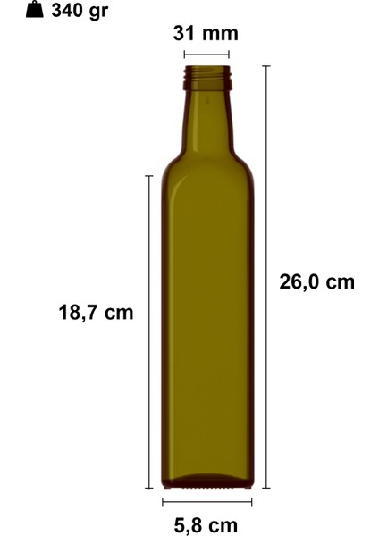 500 cc Yeşil Maraska Kilitli Kapaklı ve Kapüşonlu 500 ml Köşeli Cam Şişe 6 Adet fiyatları