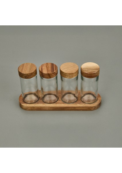 Akasya 4'lü Baharatlık - Kahverengi / Şeffaf - 11X5 cm modelleri