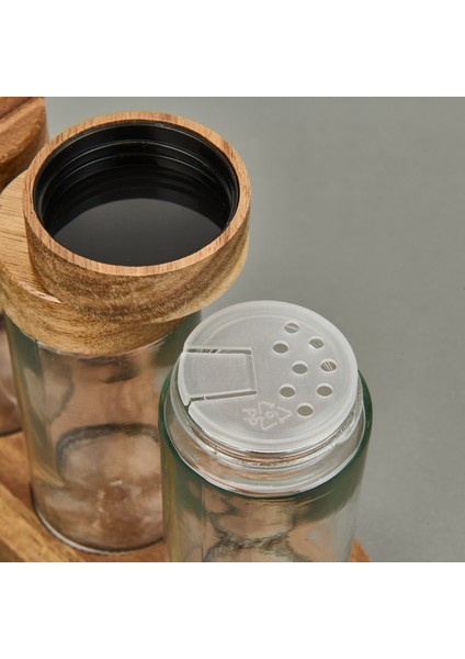 Akasya 4'lü Baharatlık - Kahverengi / Şeffaf - 11X5 cm fırsatları