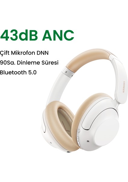 Hitune Max5 Hibrit Aktif Gürültü Engelleyici Kablosuz Kulak Üstü Kulaklık, Beyaz -15809 fiyatları