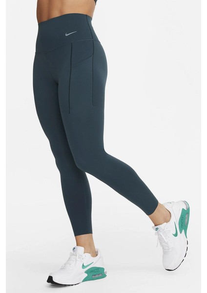 Dri-Fit Universa Medium Support High Rise 7/8 Length Kadın Yüksek Bel Toparlayıcı 2 Cepli Dalgıç Kumaş Tayt Yeşil