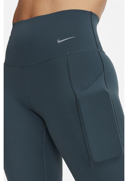 Dri-Fit Universa Medium Support High Rise 7/8 Length Kadın Yüksek Bel Toparlayıcı 2 Cepli Dalgıç Kumaş Tayt Yeşil modelleri