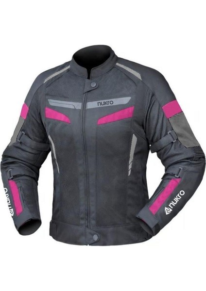 Nukrowear Stealth Pro Fuşya 4 Mevsim Kadın Motosiklet Ceketi