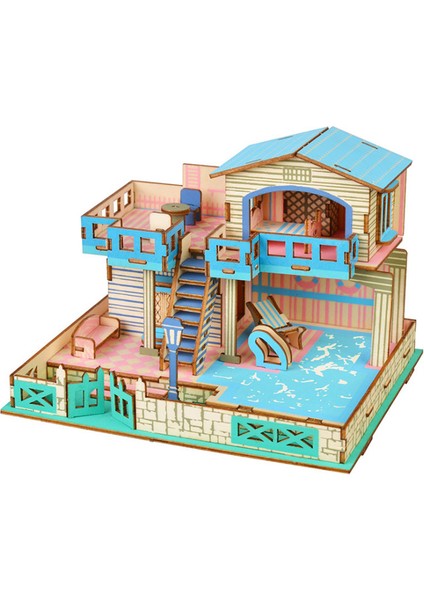 3D Ahşap Puzzle Yapboz Ahşap Ev Inşaat Modeli Kendin Yap Montaj Kitleri Çocuklar Için Eğitici Oyuncaklar Çocuk Odası Dekorasyonu (Yurt Dışından)