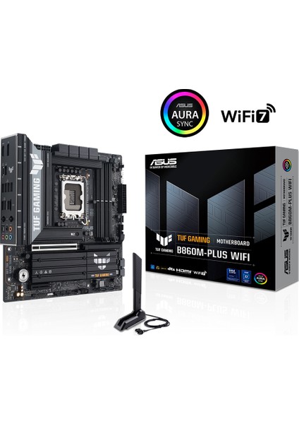 Tuf Gamıng B860M-PLUS Wıfı Intel B860 LGA1851 Ddr5 8800 Dp HDMI Type-C 3x M2 Usb3.2 Gen 2x2 Wifi 7 + Bt Aura Rgb 2.5gbit Lan Matx 12+1+2+1 Güç Aşamaları, 1xgen5 M.2, Ready For Advanced Aı Pc