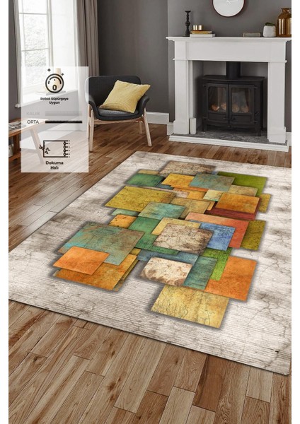 Eco Touch Serisi Kaymaz Taban, Makinada Yıkanabilir, Dijital Baskılı, Modern Halı