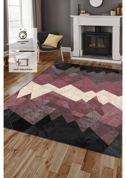 Eco Touch Serisi Kaymaz Dot Taban, Makinada Yıkanabilir, Dijital Baskılı, Modern Halı