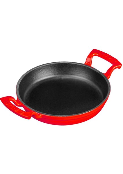 Döküm Yuvarlak Sahan Çap(Ø) 20 Cm Döküm Demir Yekpare Çift Kulplu - Kırmızı