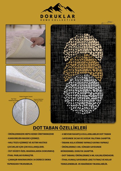 Kaymaz Taban Yıkanabilir Dijital Baskı Dekoratif Modern Desenli Dot Taban Halı Nova Serisi NV46 fiyatları
