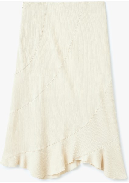 Asimetrik Midi Yüksek Bel Dikiş Detaylı Etek fırsatları