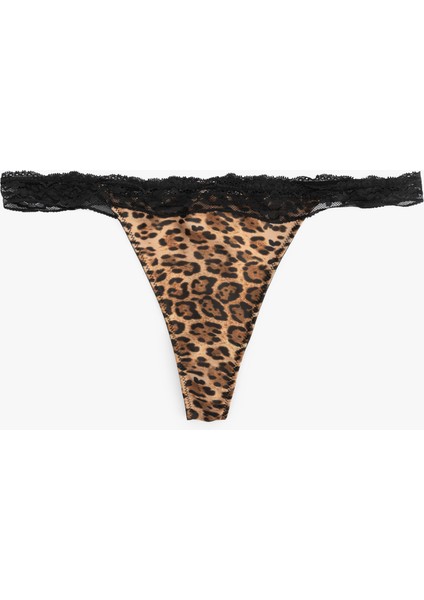 x Zeynep Bastık - Dantel Detaylı Leopar Desenli String Külot