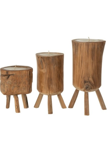 Doğal Tik Ağacı Mum Seti / S fiyatları