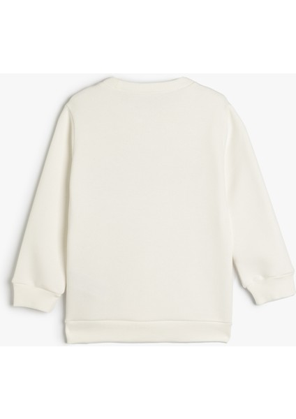 Bisiklet Yaka Brooklyn Baskılı Uzun Kollu Şardonlu Sweatshirt
