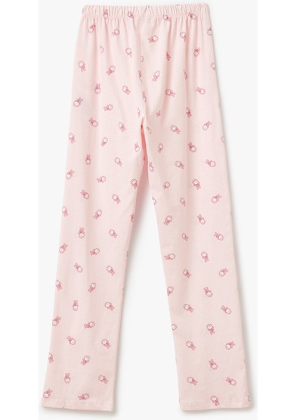 Pamuklu Kedi Baskılı Kısa Kollu Pijama Takımı