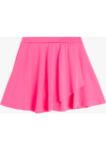 Beli Lastikli Pileli Kruvaze Basic Mini Şort Etek