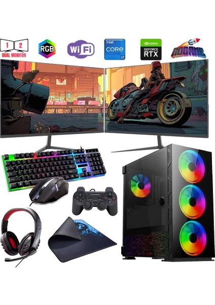 I7 12700F 32GB Ddr4 1tb M2 8gb RTX3050 Çift 24" Monitörlü (Gaming Set)