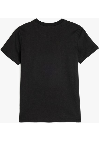 Slogan Baskılı Kısa Kollu Bisiklet Yaka Pamuklu Tişört fiyatları