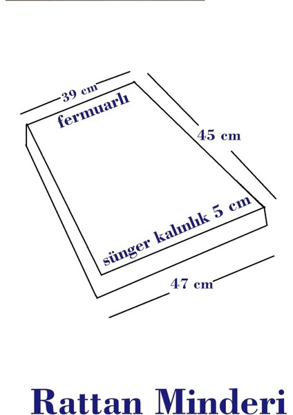 6 Adet Hera Siesta Minderi Su Geçirmez Kumaş 5 cm Gri Sünger-Taba