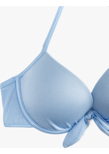Fiyonklu Kalp Yaka Boyundan Bağlamalı Push-Up Bikini Üstü modelleri