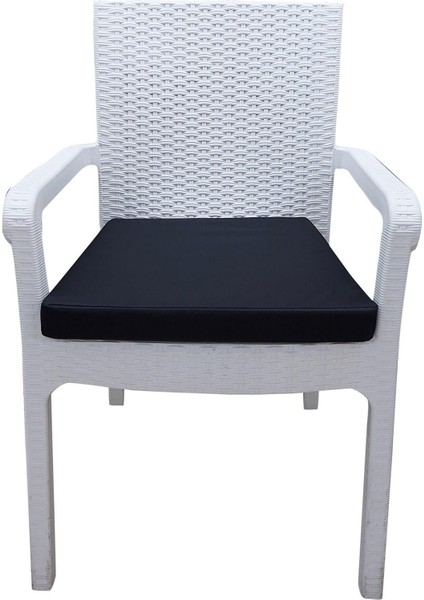 4 Adet Hera Siesta Minderi Su Geçirmez Kumaş 5 cm Gri Sünger-Siyah