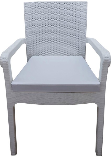 6 Adet Hera Siesta Minderi Su Geçirmez Kumaş 5 cm Gri Sünger-Beyaz