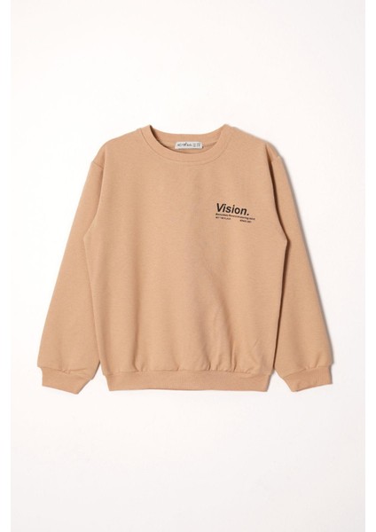 Vision Baskılı Erkek Çocuk Vizon Renk Eşofman Takım modelleri