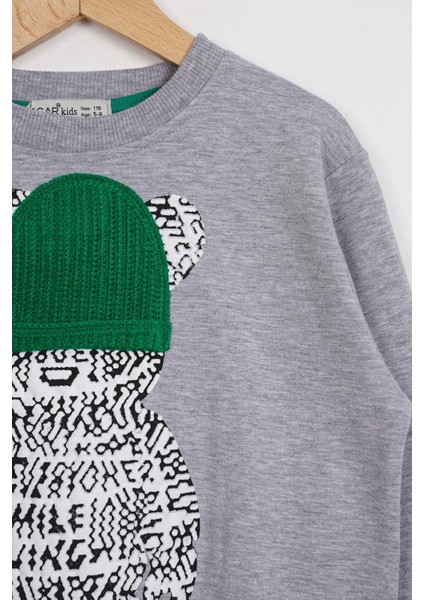 Bisiklet Yaka Uzun Kol Ayı Baskılı Gri Benetton Renk Erkek Çocuk Esofman Takım fiyatları