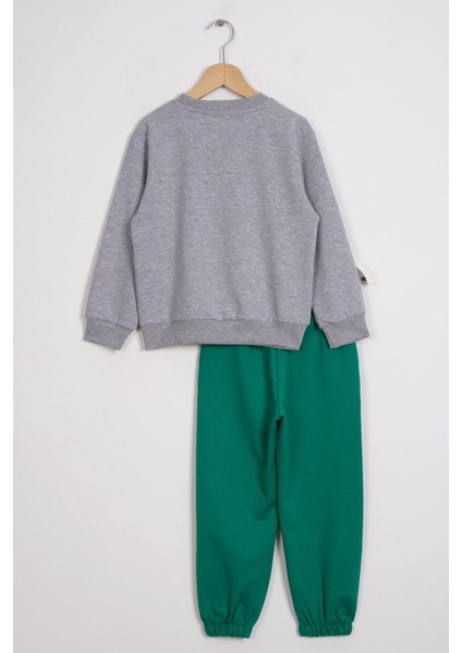 Bisiklet Yaka Uzun Kol Ayı Baskılı Gri Benetton Renk Erkek Çocuk Esofman Takım modelleri