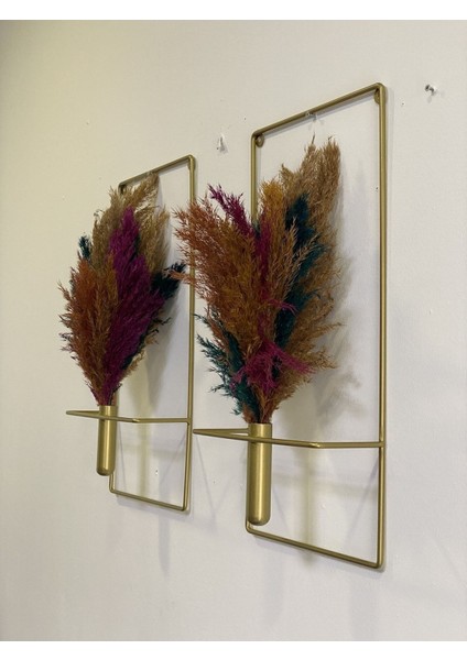 Çiçeklik Kare Gold 2li Çiçeklik Duvar Dekoratif Çiçeklik modelleri