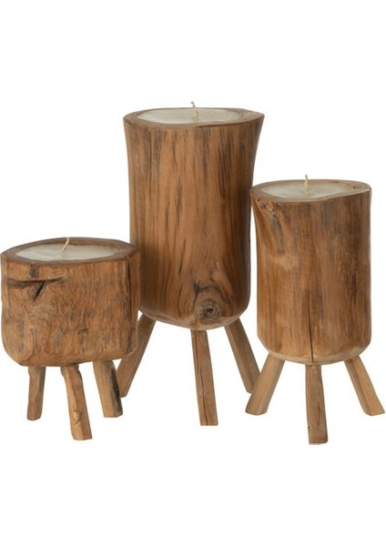 Doğal Tik Ağacı Mum Seti / L fiyatları