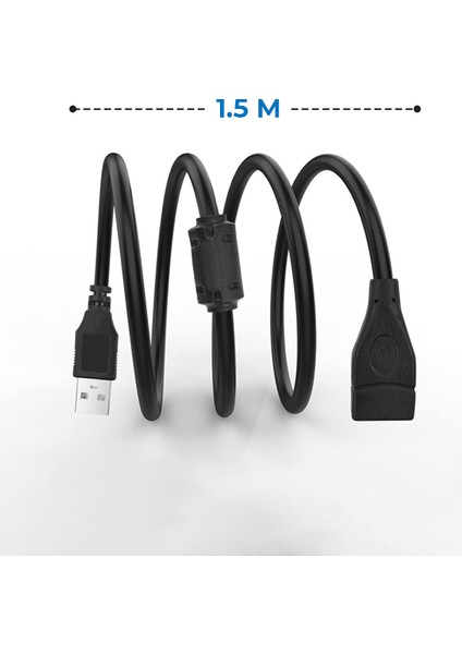 USB To USB Uzatıcı Kablo Erkek USB Dişi USB Uzatma 1.5m Uzatma Kablo