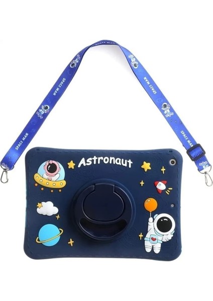 İpad 11.Nesil A16 2025 11inç / 10. Nesil 10.9 inç Kılıf Astronot Standlı Eğlenceli Askılı Silikon