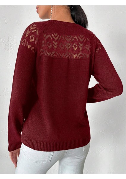 Kadın Dantel Detaylı Bordo Kazak fiyatları