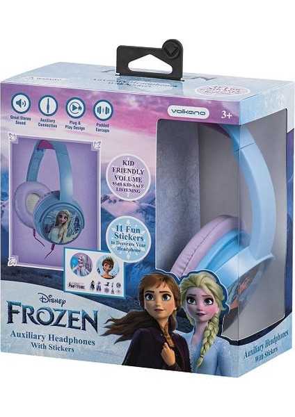 Kablolu Kulaklık Disney Frozen Karlar Ülkesi Anna Elsa Çocuk Kulaklığı Lisanslı DY-6513-FR2 11 Adet Sticker Ile Birlikte