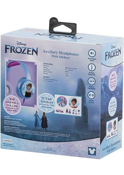 Kablolu Kulaklık Disney Frozen Karlar Ülkesi Anna Elsa Çocuk Kulaklığı Lisanslı DY-6513-FR2 11 Adet Sticker Ile Birlikte