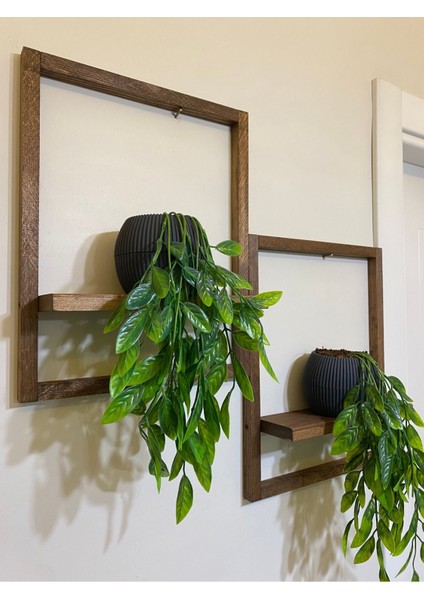 2' Li Lüx Dekoratif Siyah Ahşap Çerçeveli Raf Çiçeklik Duvar Süsü Ev Antre Hol Balkon Süsü fiyatları