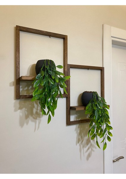 2' Li Lüx Dekoratif Siyah Ahşap Çerçeveli Raf Çiçeklik Duvar Süsü Ev Antre Hol Balkon Süsü fırsatları