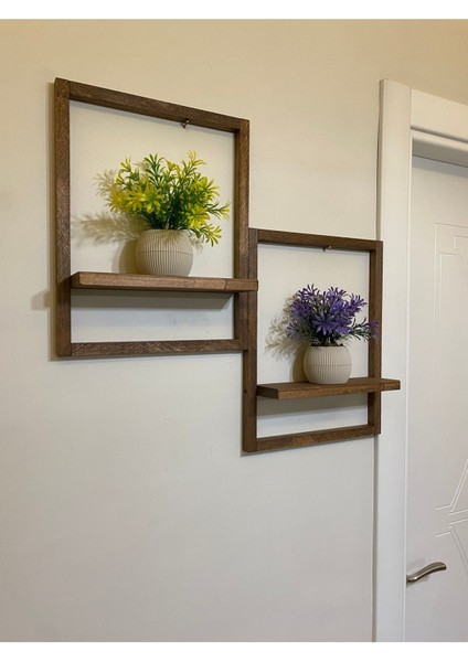 2' Li Lüx Dekoratif Siyah Ahşap Çerçeveli Raf Çiçeklik Duvar Süsü Ev Antre Hol Balkon Süsü indirimleri