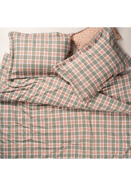 Vıseu Ekoseli Pamuk %100 Pamuk Flanel Nevresim Seti 260x220 Cm Orman Yeşili