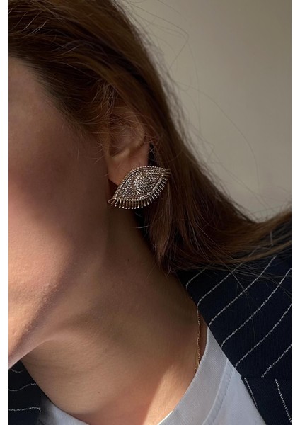 Artisan Seba Gömme Taşlı 18 K Altın Kaplama Küpe