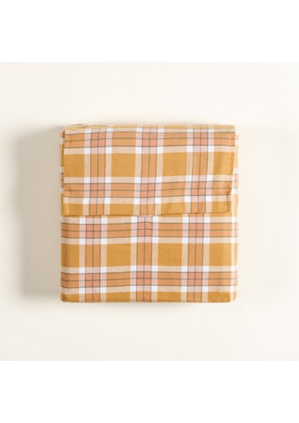 Vıseu Ekoseli Pamuk %100 Pamuk Flanel Nevresim Seti 260x220 Cm Hardal Sarısı fiyatları