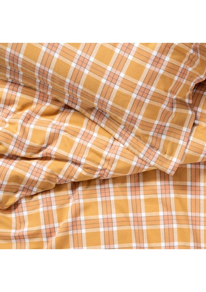 Vıseu Ekoseli Pamuk %100 Pamuk Flanel Nevresim Seti 260x220 Cm Hardal Sarısı modelleri