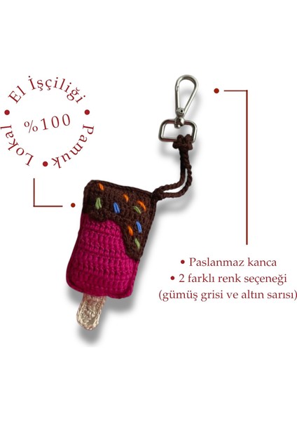 El Örgüsü Dondurma Charm & Çanta Süsü (%100 Pamuk) modelleri