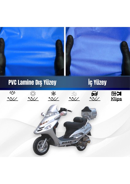 Bisan Pasific 150 Motosiklet Brandası Su Geçirmez Branda Mavi Branda Motor Branda